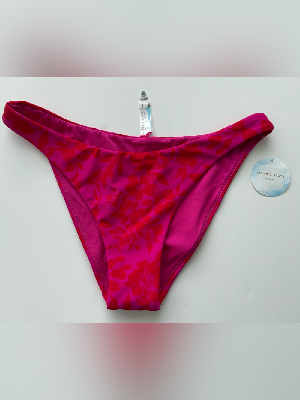 Altar’d State Swim NWT Pink Red Floral High Leg Bikini Bottom M